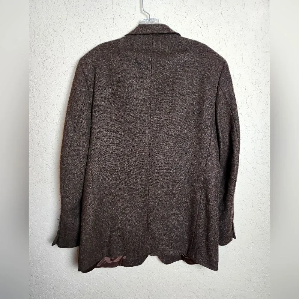 Vintage J Crew 90s Mens Oarsman Wool Alpaca Blazer Jacket Brown Size M Tall
